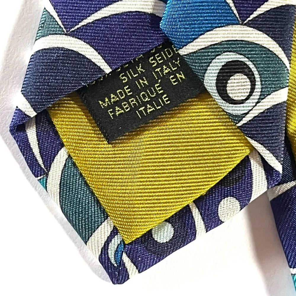 Emilio Pucci Geometric Wave Silk Tie - Italy